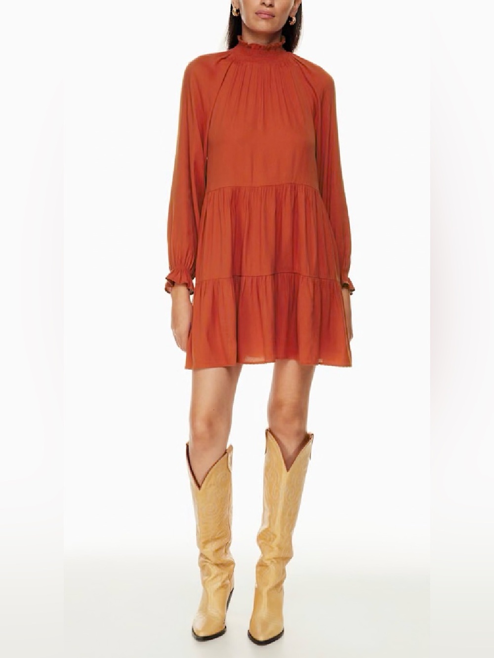 Aritzia Wilfred Dignity Dress Tiered Midi Medium - Boho Chic 60s 70s Inspired